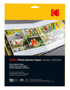Papier fotograficzny samoprzylepny błyszczący Kodak 120 g/m2 / A4 / 21x29,7cm / 10 szt /  891338